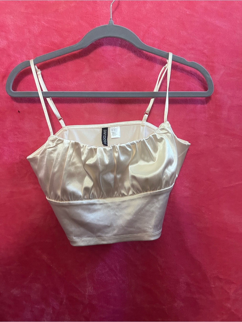 Divided Ivory Satin Cami Crop Top